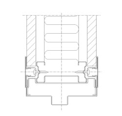 Vertikalt snit Flexica Line. 100 mm væg. Samling mellem dørkarm i stål og 2 gipsmoduler.