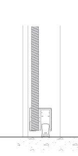 Vertikalt snit TP Lite Twin. Dørkarm i aluminium. Glasdør med gulvdørtætning.