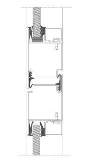 Vertikalt snit TP Fire Lite S. Stålrammedør med overglas. Uklass. - EW60.