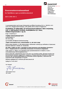 Triplan certifikat EN1090 fra Dancert