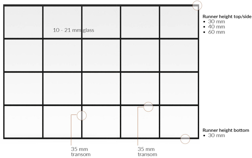 TRIPLAN LITE | 34 - 43 dB glazed wall. NEW YORK. Elevated drawing.