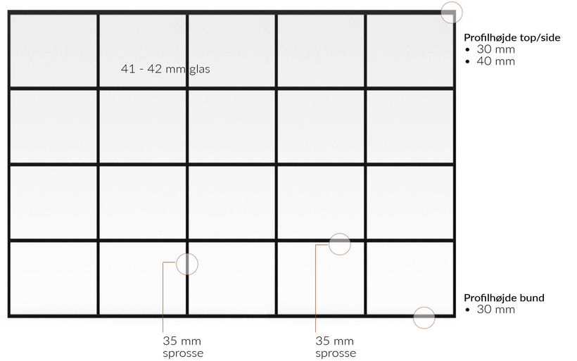 TRIPLAN LITE | 46 - 50 dB. fuldglasvæg. NEW YORK. Opstalt tegning