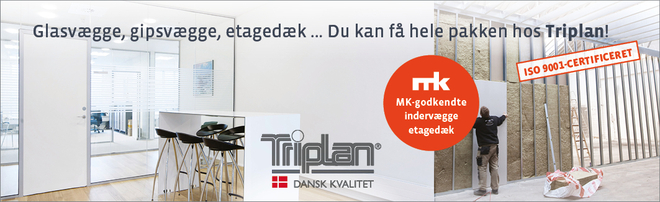 Glasvægge, gipsvægge og etagedæk