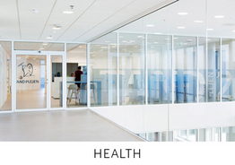 Health. Fire-rated glass wall TP Fire.
