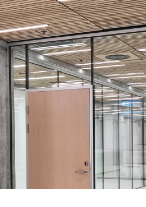 Sound-rated glass wall.