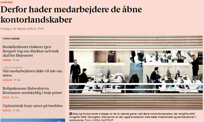 Artikel om storrumskontorer i Berlinske tidende