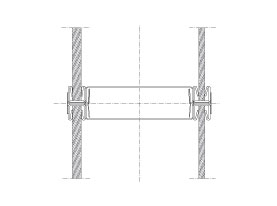 Horizontal module joint Flexica. Joint in 100 mm wall between double glass modules.