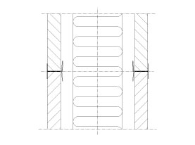 Horizontal module joint Flexica. Joint in 100 mm solid wall between two plasterboard modules.