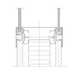 Horizontal module joint Flexica Line. Panel joint in 100 mm wall between double glass and plasterboard module.