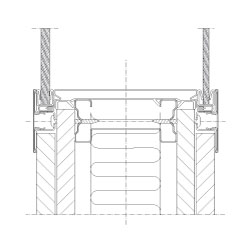 Horizontal module joint Flexica Line. Panel joint in 125 mm wall between double glass and plasterboard module.