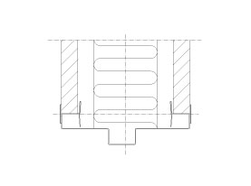 Vertical section Flexica. 100 mm wall. Joint betwee plasterboard module and steel frame for glass door.