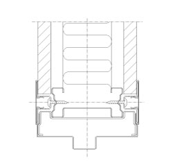 Vertical section Flexica Line. 100 mm wall. Joint between steel door frame and two plasterboard modules.