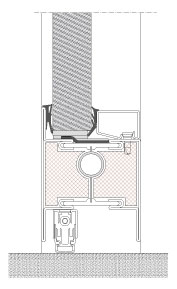 Vertical section TP Fire. Steel frame door. EI60. Bottom solution with drop seal.