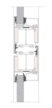 Vertical section TP Fire. Steel frame door with glazed overpanel. EI30.