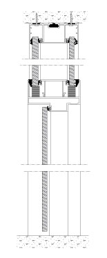 Vertikalt snit TP Lite Twin. Dørkarm i aluminium. Glasdør med overglas. Profilhøjde 30 eller 40 mm.