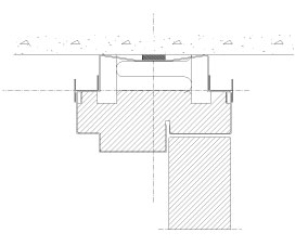 Vertical section Flexica. 100 mm wall. Steel-covered wooden frame with solid door.