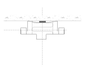 Vertical section Flexica. 100 mm wall. Steel frame. 15 mm U top trim.