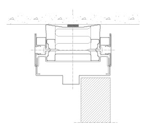Vertical section Flexica Line. 100 mm wall. Steel frame with solid door. 10-20 mm recess.