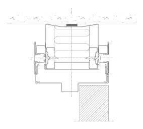 Vertical section Flexica Line. 100 mm wall. Steel frame with solid door. 25-30 mm recess.