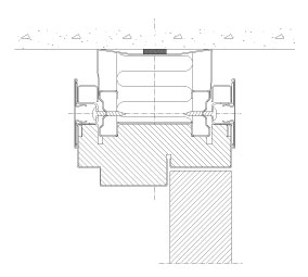Vertical section Flexica Line. 100 mm wall. Steel-covered wooden frame with solid door. 10-20 mm recess.