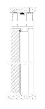 Vertical section TP Lite. Door frame in aluminium. Full-height solid door. Section height 30 or 40 mm.