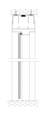 Vertikalt snit TP Lite. Dørkarm i aluminium. Glasdør i fuld højde. Profilhøjde 30 eller 40 mm.