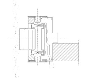 Horizontal section Flexica Line. 100 mm wall. Steel frame with solid door. 15-20-50 mm recess.