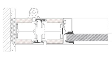 Horizontal section TP Fire. Door solution against wall. Steel-framed door. EI30. Section depth 60 mm.
