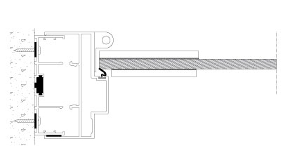 Vandret snit TP Lite Twin. Dørløsning mod væg. Profil 30x100x30 mm. Glasdør.
