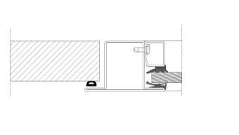 Door solution TP Fire striking-plate side. Horizontal section. Steel frame with solid door. Unclass. - EW60.