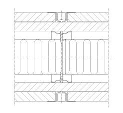 Horizontal section Flexica. Module joint in 125 mm wall between two plasterboard modules.
