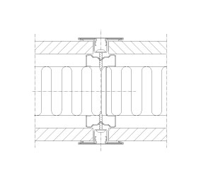 Horizontal section Flexica Line. Module joint in 100 mm wall between two plasterboard modules.