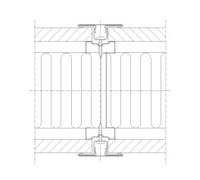 Horizontal section Flexica Line. Module joint in 125 mm wall between two plasterboard modules.