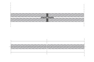 Horizontal section TP Fire Lite. Module joint Unclass. - EW60. Joint with 4 mm fire sealant or 2 mm dry silicone tape.