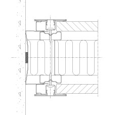 Horizontal section Flexica Line. Joint to wall. 100 mm plasterboard wall with filler and joint section.