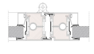 Horizontal section. TP Fire. Steel-framed glass door. EI60.