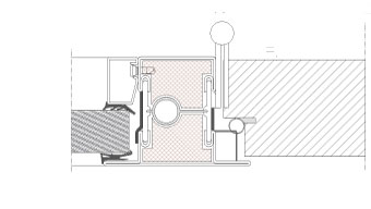 Horizontal section. TP Fire. Steel frame with solid door. EI60.