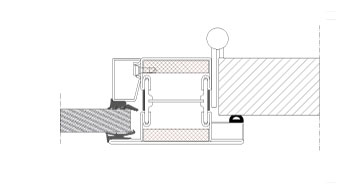 Horizontal section. TP Fire. Steel frame with solid door. EI30.