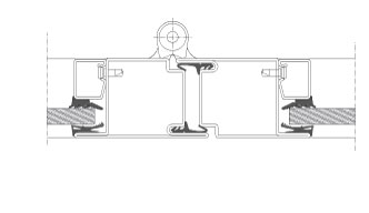 Horizontal section. TP Fire. Steel-framed glass door. Unclass. - EW60.
