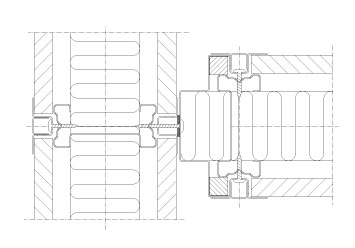 Vandret T-samling Flexica. Samling i 2 x 100 mm væg mellem 2 gipsmoduler. Med 15x20x50 tilslutningsprofil.
