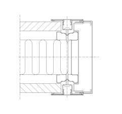 Horizontal section Flexica Line. Wall end in 100 mm plasterboard wall. End with blind door frame.